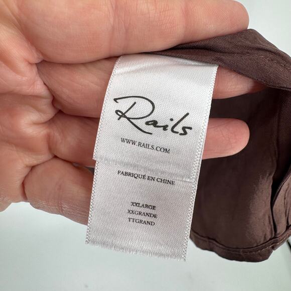 Rails Button Front Shirt Brown Satin-Like Long Sleeve Top Women’s XXL - Picture 4 of 7